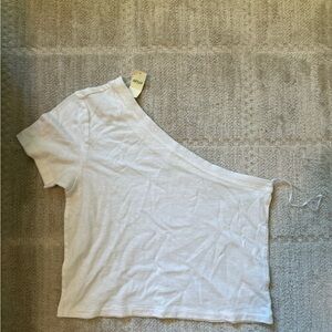 Aerie one shoulder white tee NWT
